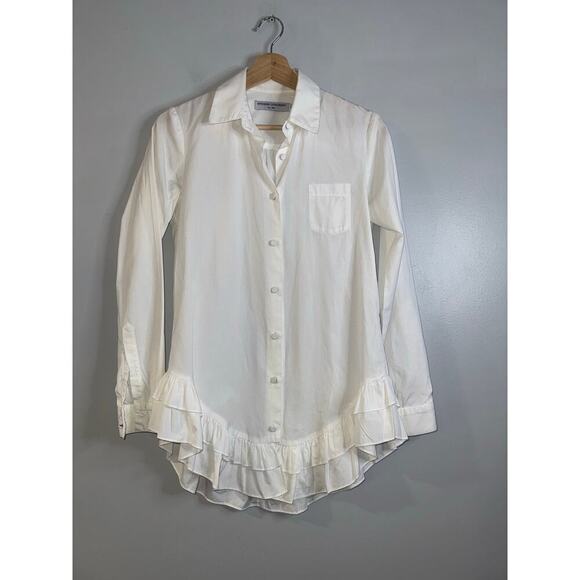 Opening ceremony ruffle trim hits poplin button up shirt size mall - Picture 1 of 4